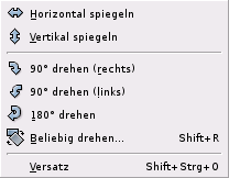 Das Untermenü Transformation